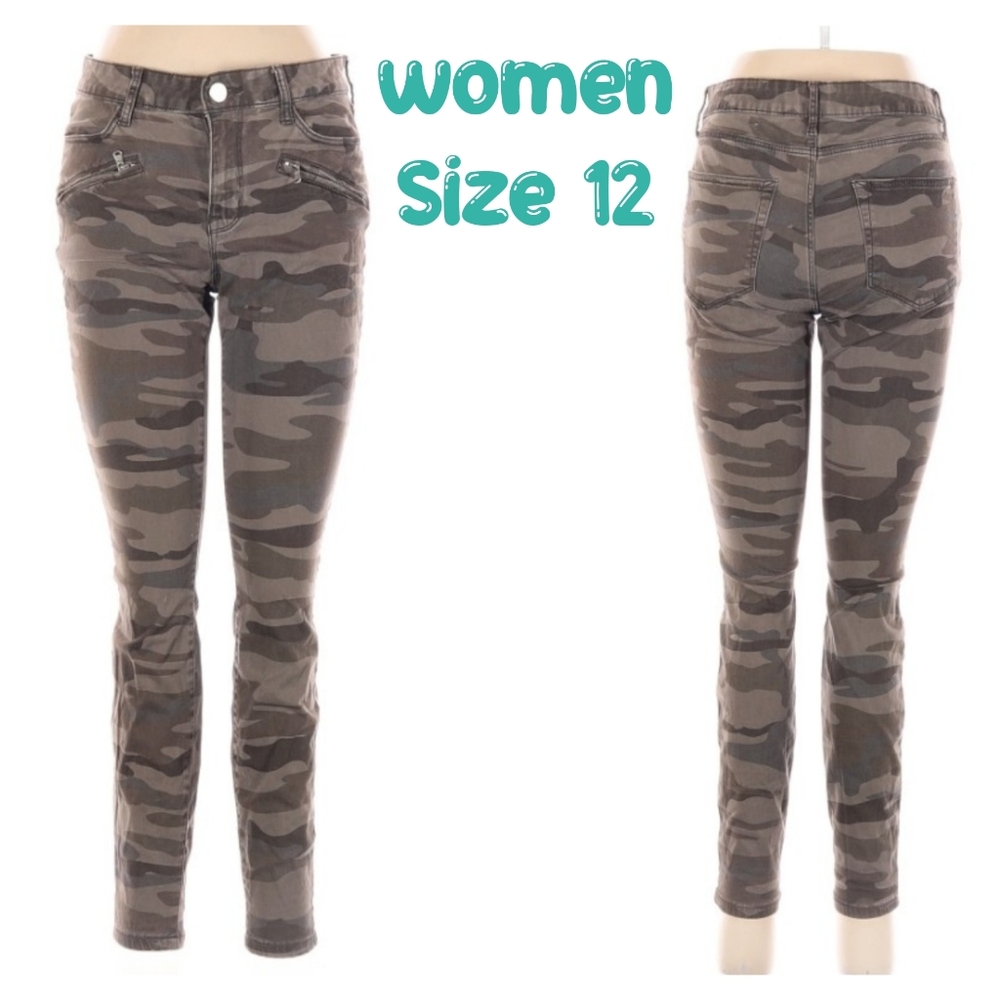 A.N.A A New Approach Women 12 Camo High Waisted Jeggings Skinny Jeans Zippers